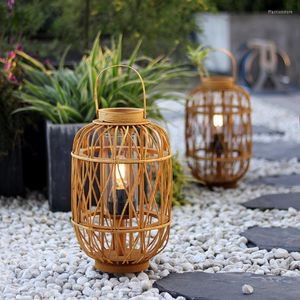 Candle Holders Chinese Rattan Lantern Holder Creative Retro Wind Lamp Pography Props Glass Candelabra Wedding Centerpiece Candlestick