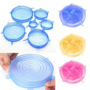 Kök förvaring 6st Food Silicone Cover Cap Universal Lids For Cookware Bowl Microwave Reusable Stretch Wrap