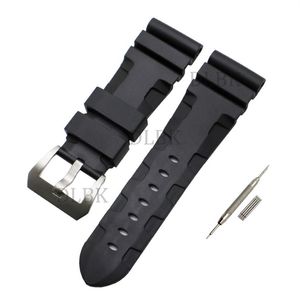 24mm 26mm fibbia 22mm cinturino per orologio da uomo nero cinturino in gomma siliconica per immersione braccialetto sportivo fibbia ad ardiglione in acciaio inossidabile per Panerai LU241o