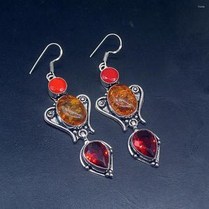 Dangle Earrings Hermosa Vintage Fashion Baltic Amber Garnet Silver Color Jewelry Gifts Drop For Women Girls 2 3/4 Inch FQ185