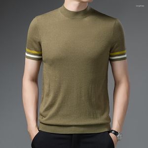 Men's T Shirts 4 Seasons Dress Jacquard Short Sleeve Knit T-Shirt Men Quality Slim Street Wear Mens Brand O-Neck Camisetas Hombre M-4XL