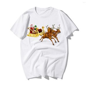 T-shirt da uomo Divertente Babbo Natale Stampa Tshirt Moda uomo Buon Natale T-shirt Casual Natale Renna Harajuku 2022