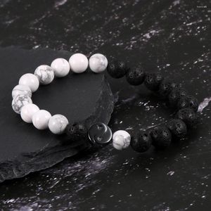 Strand na 2022 unisex män kvinnor pulseira masculina 8mm naturlig sten pärla svart hematit tai chi yin yang charm hand armband