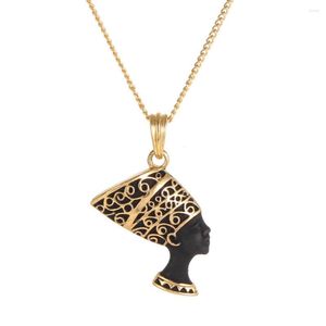 Pendant Necklaces Men Women Hip Hop Metal Egyptian Pharaoh Head Long Chain Punk Enamel Necklace For Jewelry