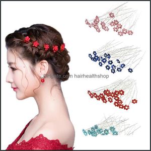 Hårtillbehör 40st/Lot Women Rhinestone Hairpins For Bridal Wedding Flower Crystal Pins Clip Bridesmaid smycken Drop Delivery Pro Dhr9n