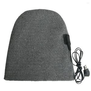 Cappellini da ciclismo Cappello riscaldato elettrico lavorato a maglia Uomo Donna 3 livelli Riscaldamento USB regolabile Antivento Ricaricabile Lavabile per sci sportivo all'aperto