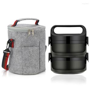 Set di stoviglie Set di scatole stile scuola per studenti a prova di perdite a 2-3 strati Contenitore per pranzo termico in acciaio inossidabile da viaggio portatile per bambini