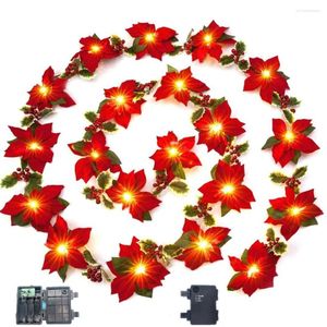 Str￤ngar led julblommor dekorationer 2m/3m 20leds girland str￤ngljus diy tyg v￤xt fairy lampor ornament hem dekoration