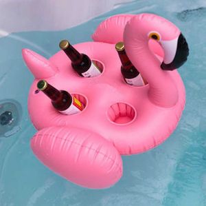 Schwimmweste Boje 70 60 cm 4 Loch aufblasbare rosa Flamingo Getränkehalter Pool Float Untersetzer Cola Getränk für Erwachsene Kinder Strand Wasserspielzeug Piscina T221214