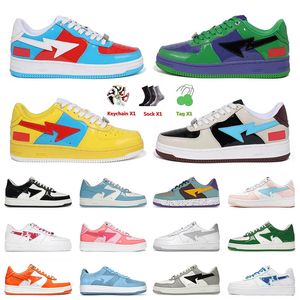 En Moda Spor Bapesta Ayakkabı Erkekler Kadınlar için Skate Sneakers Bapestas Baped Sk8 Sta Pastel Mavi Pembe Lüks Tasarımcı Kaykay Eur 36-45