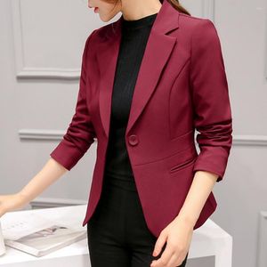 Kadınlar Suits Güzel Kadınlar Ceket Kırışıklık Karşıtı Kıyafet Ceket Zarif İnce Uygun Renkli Dönüş Kapak Blazer