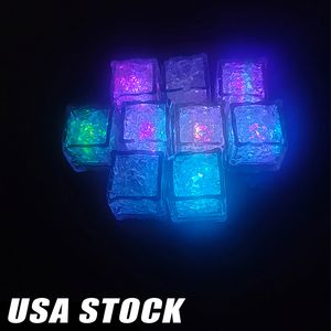 LED Ice Cubes Light Water-Activated Flash Luminous Cube Lights Glowing Induction Wedding Birthday Bars Drink Decor oemled Usa