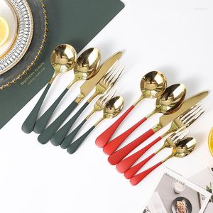 Servis uppsättningar Nordiska lyxiga bestick set Simple Rostly Steel Fashionware Ensembles de Vaisselle Wedding Decoration Spoon and Fork