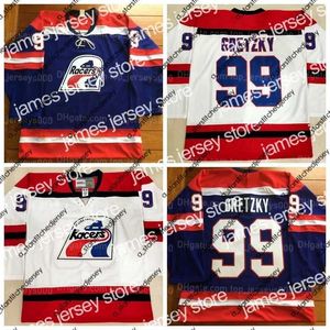 Hockey Jerseys James Custom Hockey Jersey 5XL 6XL Wayne Gretzky #99 Indianapolis Racers Jerseys Stitched White Blue Size XXS-6XL Any Name And Number Top