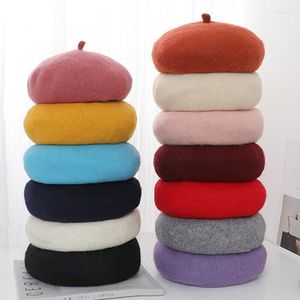 Berets YUNSIYIXING Herbst Winter Frauen Handgemachte Baskenmütze Hut Nette Rosa Rot Maler Mädchen Dünne Atmungsaktive Beanie Geschenk Kappe