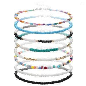 Anklets boho färgglada utsädespärlor ankel för kvinnor sommarstrand charm handgjorda pärlor ankel armband bohemiska fotkedja smycken smycken