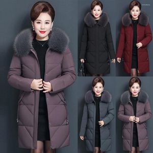 Mulheres de pele feminina sólida inverno de meia-idade de meia-idade com capuz comprido comprimento de casaco