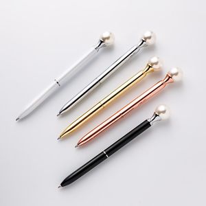 Topped bling pearl Ballpoint Pen Colorful Metal Printed Logo Promotion Gifts pen custom luxury wedding Ball Pens Wholesale