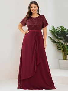 Mor till brudklänningarna plus size aftonklänning U Neck Glitter Party Dress Ep1818