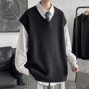 M￤n v￤star yasuk h￶st vinter mode solid casual pullover tess v￤st m￤ns l￶s stickad topp student preppy stil tr￶ja mild