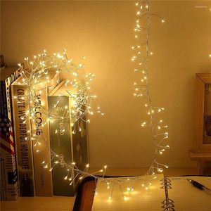 Strings Battery Operated 100/200 LED Fairy Cluster Firecrackers String Lights Waterproof Copper Wire Garland Light For Wedding Christmas