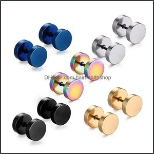 Body Arts Wholesale Colorf Rostfritt st￥l Skivst￥ng Ear Stud Fashionable Earrings Piercing Jewellery for Men and Women Drop Delivery Dhrha
