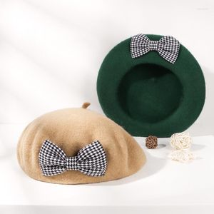 Beret Lady Beret Cappello per cappelli in lana invernali invernali con arco Arrivo Boina di beanie di buona qualità boina