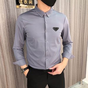 Markowa koszula męska sukienka koszula moda społeczeństwo mężczyźni jednolity kolor Business Casual Mens z długim rękawem rozmiar M-5XL