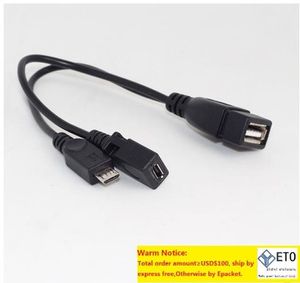 Partihandel 2 i 1 Micro OTG USB Adapter Host Power Y Splitter USB Converter till Micro 5Pin Male Female Cable Black