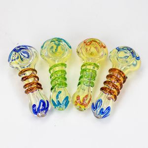 Cool Colorful Winding Hand Pipes Thick Glass Portable Spoon Design Filter Dry Herb Tobacco Bong Handpipe Handmade Oil Rigs Smoking Cigarette Holder DHL