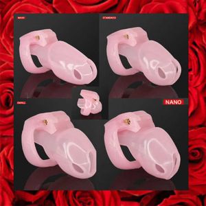 Vibrator Toys Pink Plastic HT V4/ Cock Cage para dispositivo de juguete masculino/ cinturón/ sexo con cuatro anillos