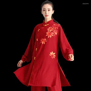 Etniska kläder Red Tai Chi Martial Arts Suit Chinese Warrior Costume Swordman Outfit Wing Chun Wushu Uniform FF2231