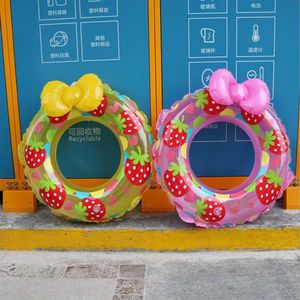 Life Vest Buoy Children's Inflatable Swimming Ring Bowknot Swimming Pool Float Cartoon Water Lifebuoy Beach Toy Thick Rubber Seat T221214