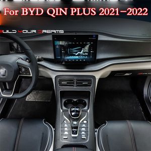 3D/5DカーボンファイバーカーインテリアセンターコンソールカバーカラーチェンジモールディングステッカーデカールBYD QINプラス2021-2022