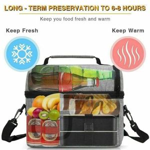 Servis uppsättningar bärbar termisk isoleringsväska stor utomhus camping lunch bento box resor bbq måltid dryck zip pack picknick leveranser