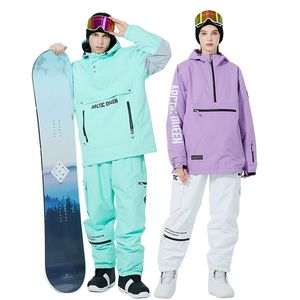 Nowy gruby ciepły garnitur narciarski Kobiety mężczyźni Wodoodporne wiatroodporne pary Snowboard Kurtka Zestaw Kobiety śniegowe kostiumy na zewnątrz unisex