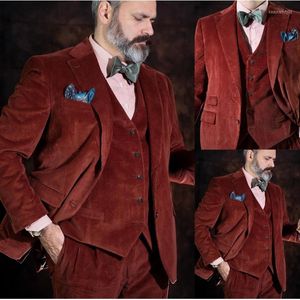 Abiti da uomo Custom Made Plus Size Uomo Smoking dello sposo di velluto a coste Scialle largo Risvolto Matrimonio invernale Prom Trajes De Hombre Vestir Elegantes