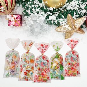 Christmas Decorations Party Favor Gift Santa Claus Snowman Xmas Supplies Cookies Storage Cellophane Baking Packaging Candy Bags