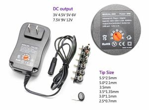 Power Supply Adaptor Universal Charger Adapters with 6 Plugs Adjustable Voltage Regulated Power Adaptera47413311M