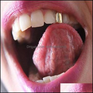Body Arts Single Metal Tooth Grillz Dental Top Bottom Hiphop Teeth Caps Jewelry Gold Plated Fashion Vampire Cosplay Accessory For Me Dho1X