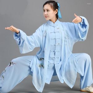 Etniska kl￤der traditionella kinesiska taichi l￥ng￤rmad wushu m￤n kungfu uniform kostym uniformer tai chi ￶vning 12437