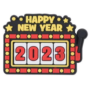 Välkommen 2023 New Kids Cute Cartoon Charms Custom Clog Croc PVC Shoe Lace Dekoration CharmsCustom Wholesale Vendor 2023 Gott nytt år gåva