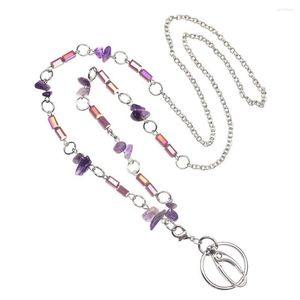 Anhänger Halsketten Einziehbare Abzeichen Reel Lanyard Für Frauen Halbedel Glas Perlen ID Karte Halter Schlüsselbund Halskette Luxus Schmuck Auf Die