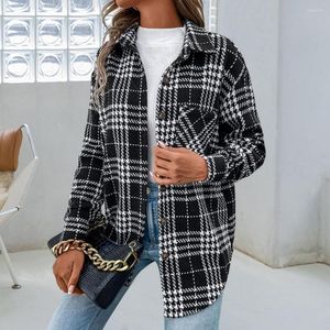 Women's Blouses Autumn Shirt Single-breasted Young Style Warm Contrast Color Spring Lady Female Clothes