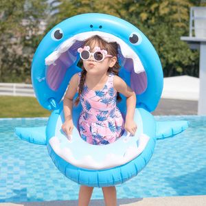 Спасательный жилет Buoy 2022 Новый детский надувной бассейн с акулой поплавлять солнце -тени плавание кольцо круглое натолока игрушки для бассейна баб -поплавка бассейн Toys T221214