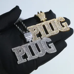 Iced Out Plug Pendant Necklace New Charm Micro Pave Full Cubic Zironica Stone Hip Hop Fashion Cool Letter Jewelry Mens