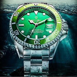 Tewis Glow-in-the-Dark Watches Men's Mechanical Watch Fashion Steel Band Waterproof Watch Sex f￤rger kan v￤ljas f￶r 254W