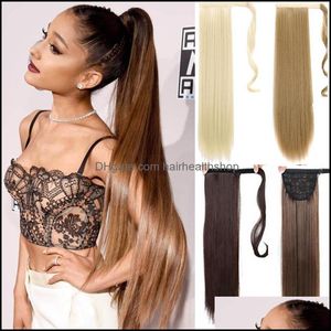 Ponytails High Quality 22 Inches Silky Straight Synthetic Clip In Dstring Ponytail Hairpieces For Women Hair Extension Temperature F Dhci3