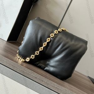 12A brandneue Designer-Puffer-Goya-Taschen in Spiegelqualität, kleine 23 cm große Damen-Luxus-Handtaschen aus echtem Leder, Nappa-Schaffell-Geldbörse, schwarze Schultertasche mit goldener Kette und Box
