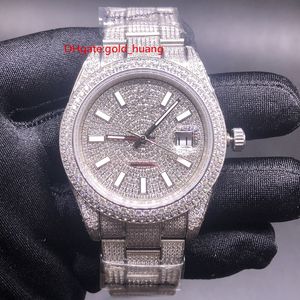 All Diamond Watch Watch Mechanical Mechanical Mechen Watches for Men 40mm Aço inoxidável Punto de aço